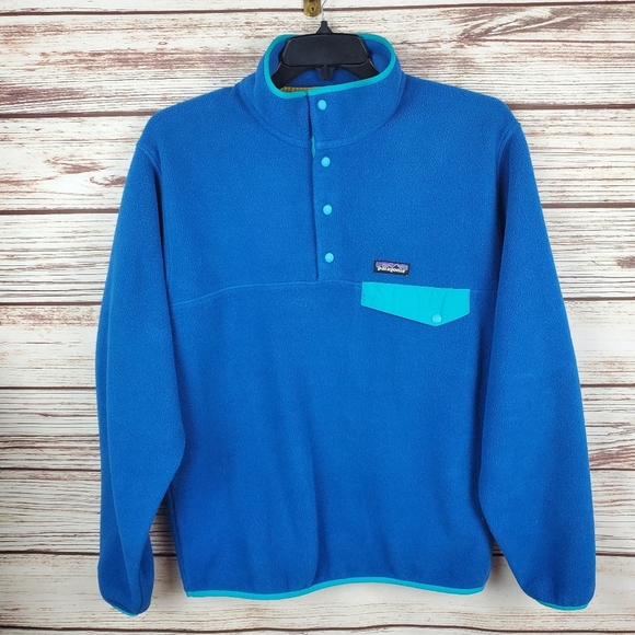 Patagonia Synchilla Mens Medium Blue Fleece Snap-T Lightweight Pullover - Picture 1 of 10